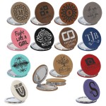 Laserable Leatherette Compact Mirror with Logo