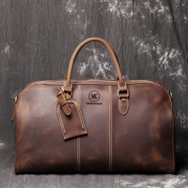Logo Branded Cavett Leather Duffel
