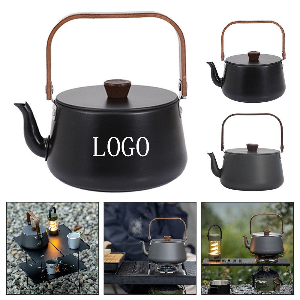 Portable Aluminum Camping Teapot 37oz with Logo