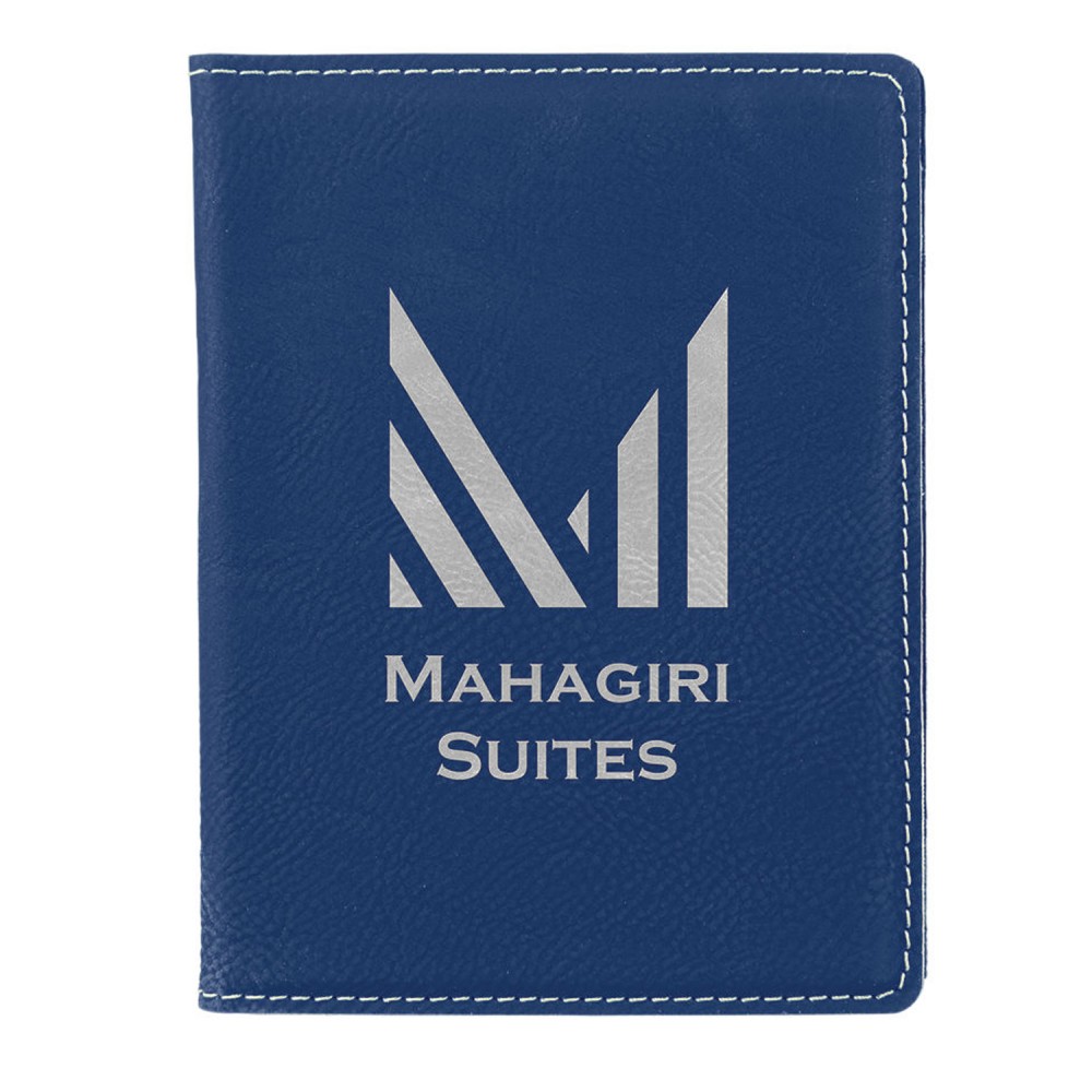 Logo Branded Leatherette Passport Holder Blue/Silver Logo Branded Leatherette Passport Holder Blue/Silver