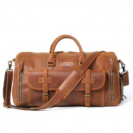 European and American retro cowhide travel bag with Logo
