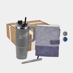 TiTUS 30 oz Travel Mug, Valvetine Notebook & Pen Gift Set with Logo