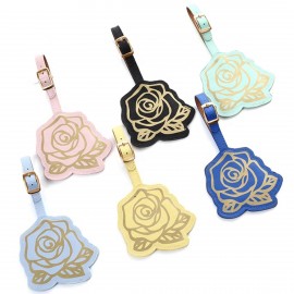 Logo Branded Rose Shape PU Luggage Tag Travel Airline Suitcase Name Tags  Logo Branded Rose Shape PU Luggage Tag Travel Airline Suitcase Name Tags