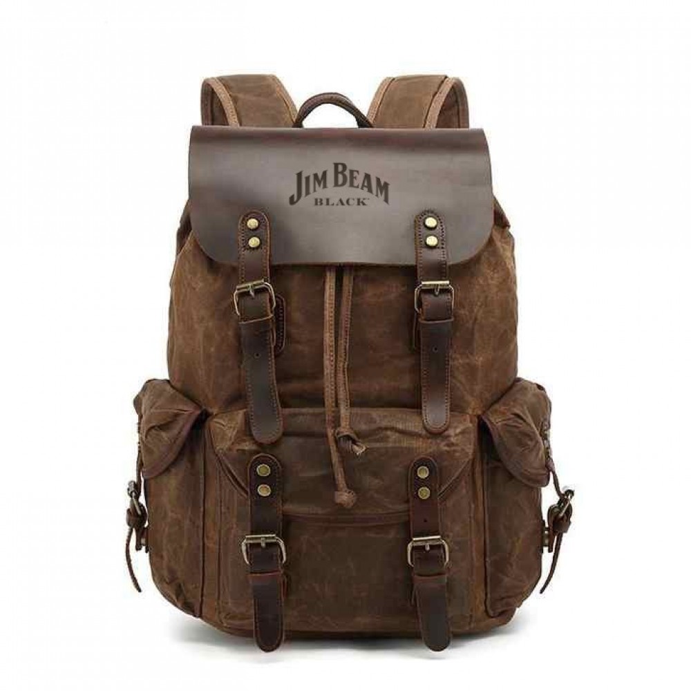 Balmoral wax canvas backpack with Logo