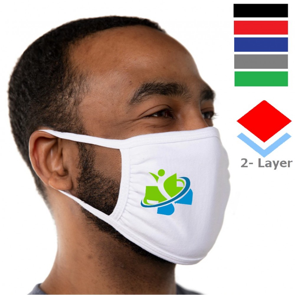 Promotional Sporty 2 Layer Mask w/ Elastic Earloops Custom Face Masks