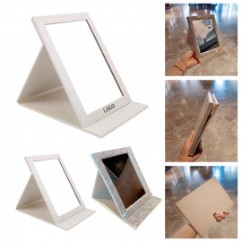 Customized Portable Diamond PU Folding Mirror