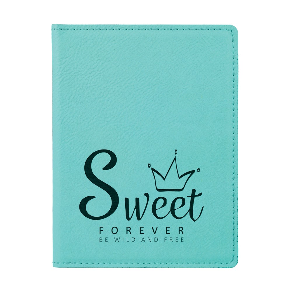 Leatherette Passport Holder , Teal Custom Printed Leatherette Passport Holder , Teal Custom Printed