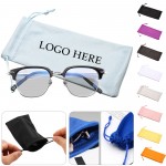Custom Suede Eyeglass Pouch W/ Drawstring Dust Protection