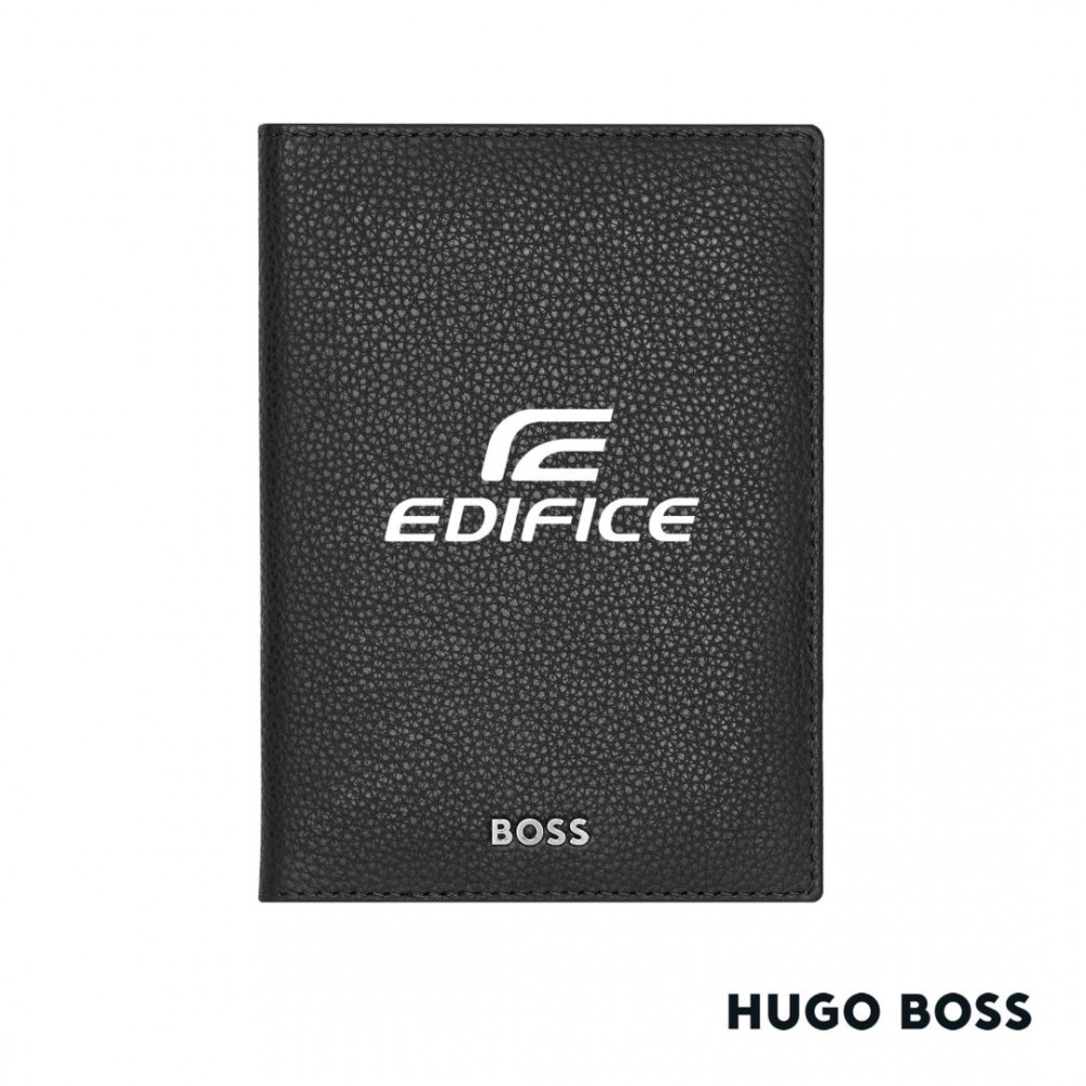 Hugo Boss Classic Grained Passport Holder with Logo