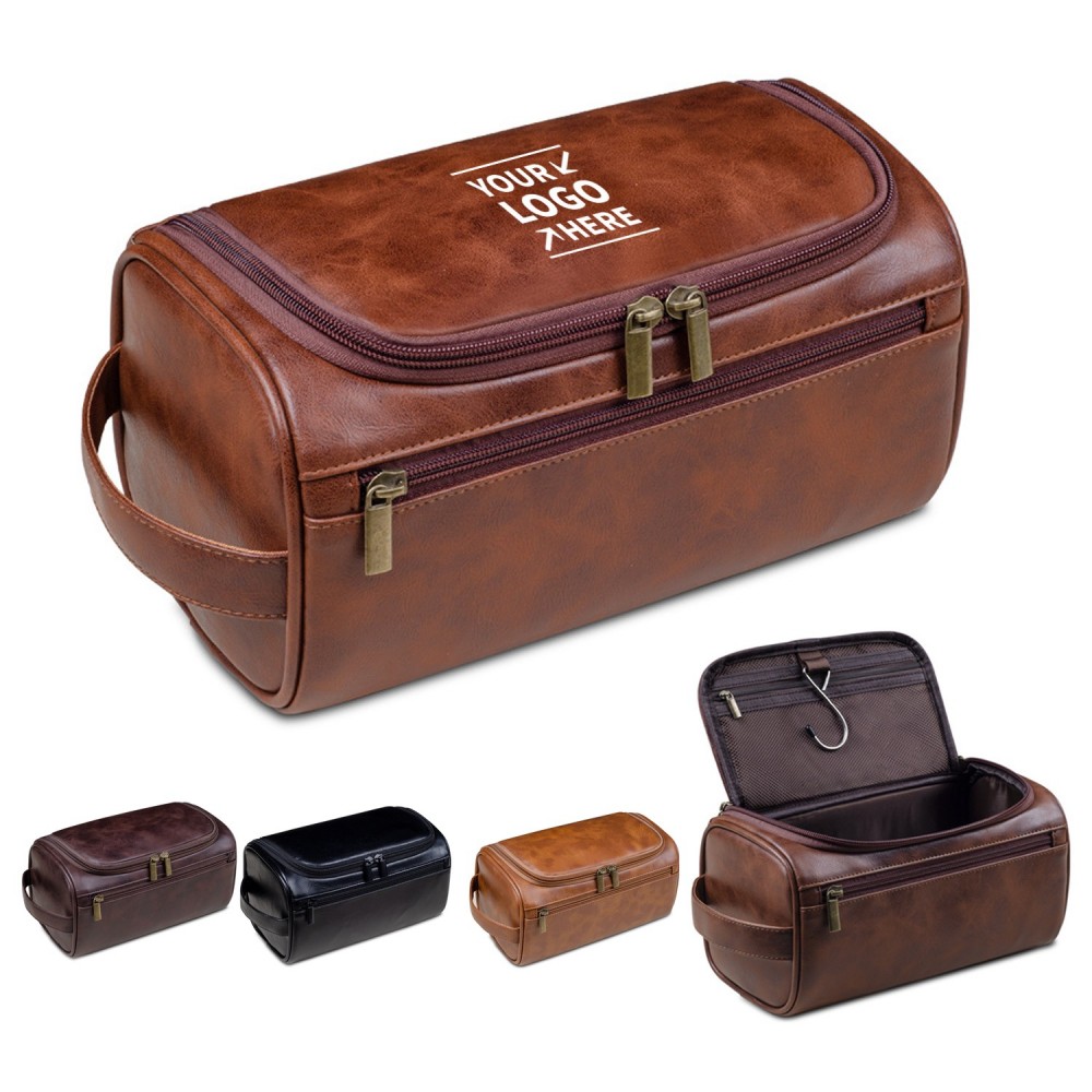 Waterproof PU Leather Toiletry Bag with Logo Waterproof PU Leather Toiletry Bag with Logo