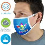 2 Layer Face Mask w/ Full Color Imprint & Elastic Ear-Loop with Logo