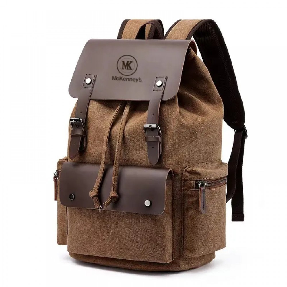 Brayman canvas faux leather backpack with Logo