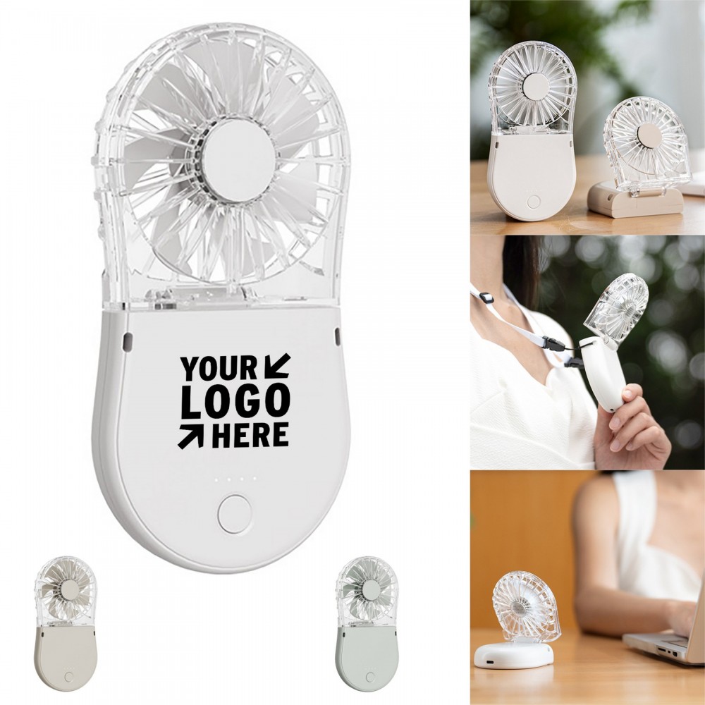 Foldable Transparent Handheld USB Rechargeable Fan with Logo