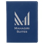 Blue/Silver Leatherette Passport Holder with Logo