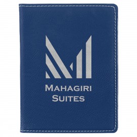 Blue/Silver Leatherette Passport Holder with Logo
