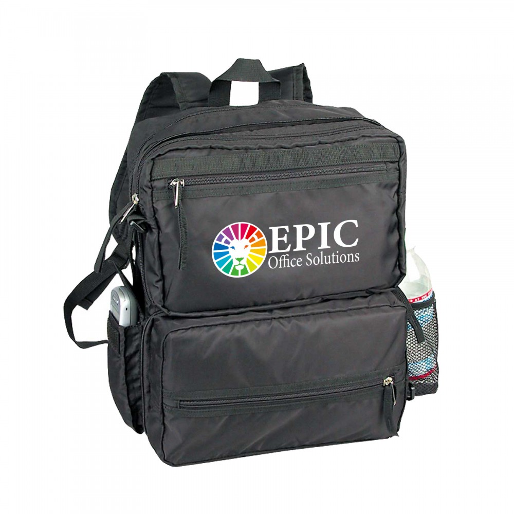70D Nylon Foldable Backpack w/Cellphone & Mesh Pockets with Logo