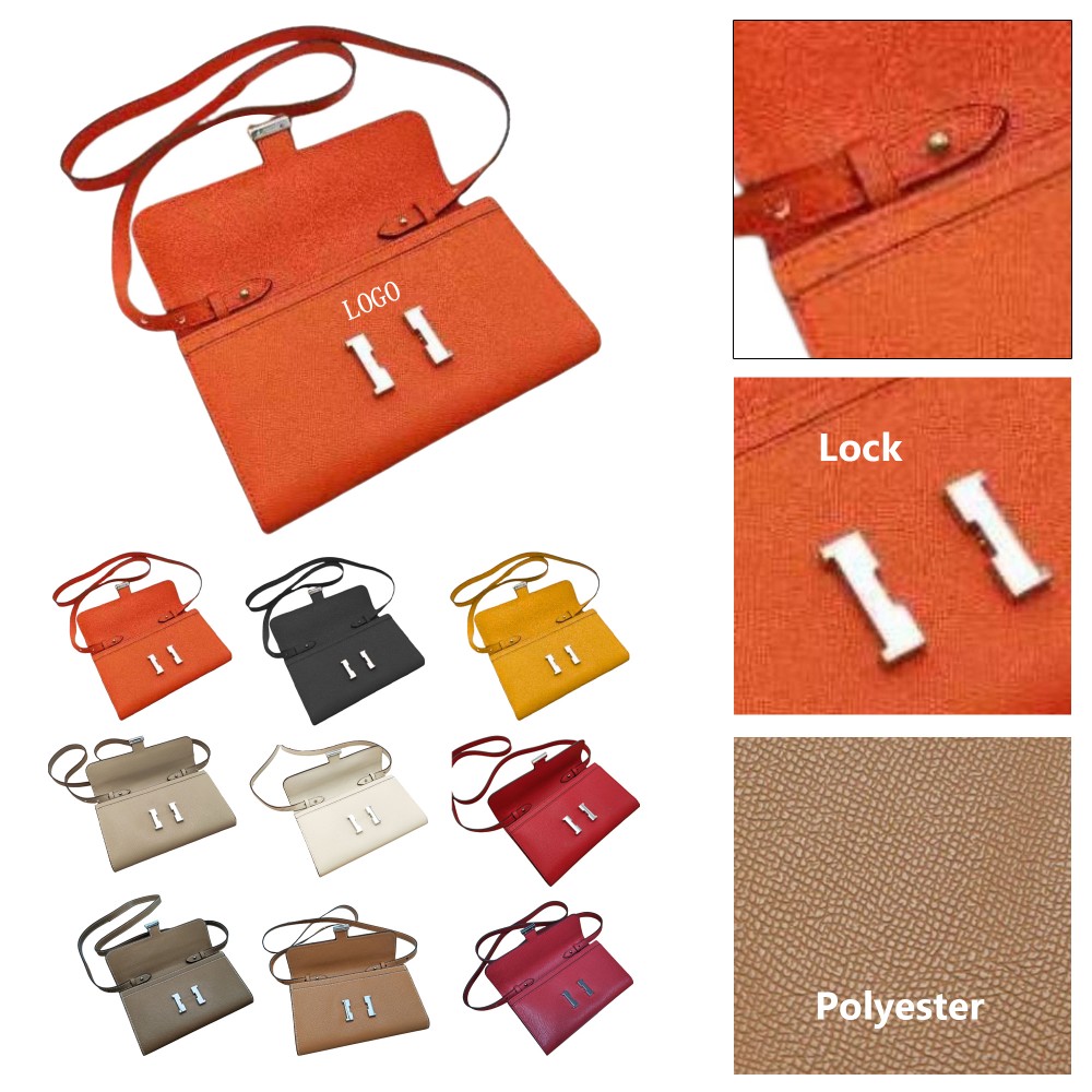 Fashionable Leather Crossbody Wallet Bag with Logo