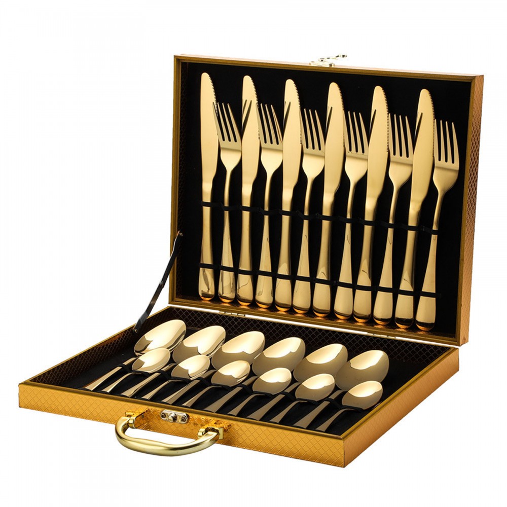 24pcs Steel Tableware Set With Gift Box with Logo