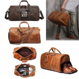 Personalized Vintage Crazy Horse Leather Luggage Bag