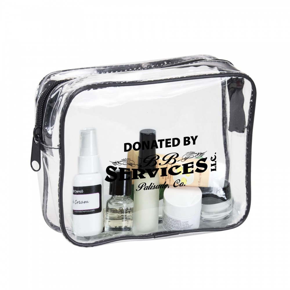 Customized Clear Vinyl Travel Size Cosmetic Bag