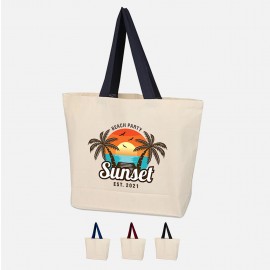 Customized Full Color Heavy Canvas Natural Beach Bag