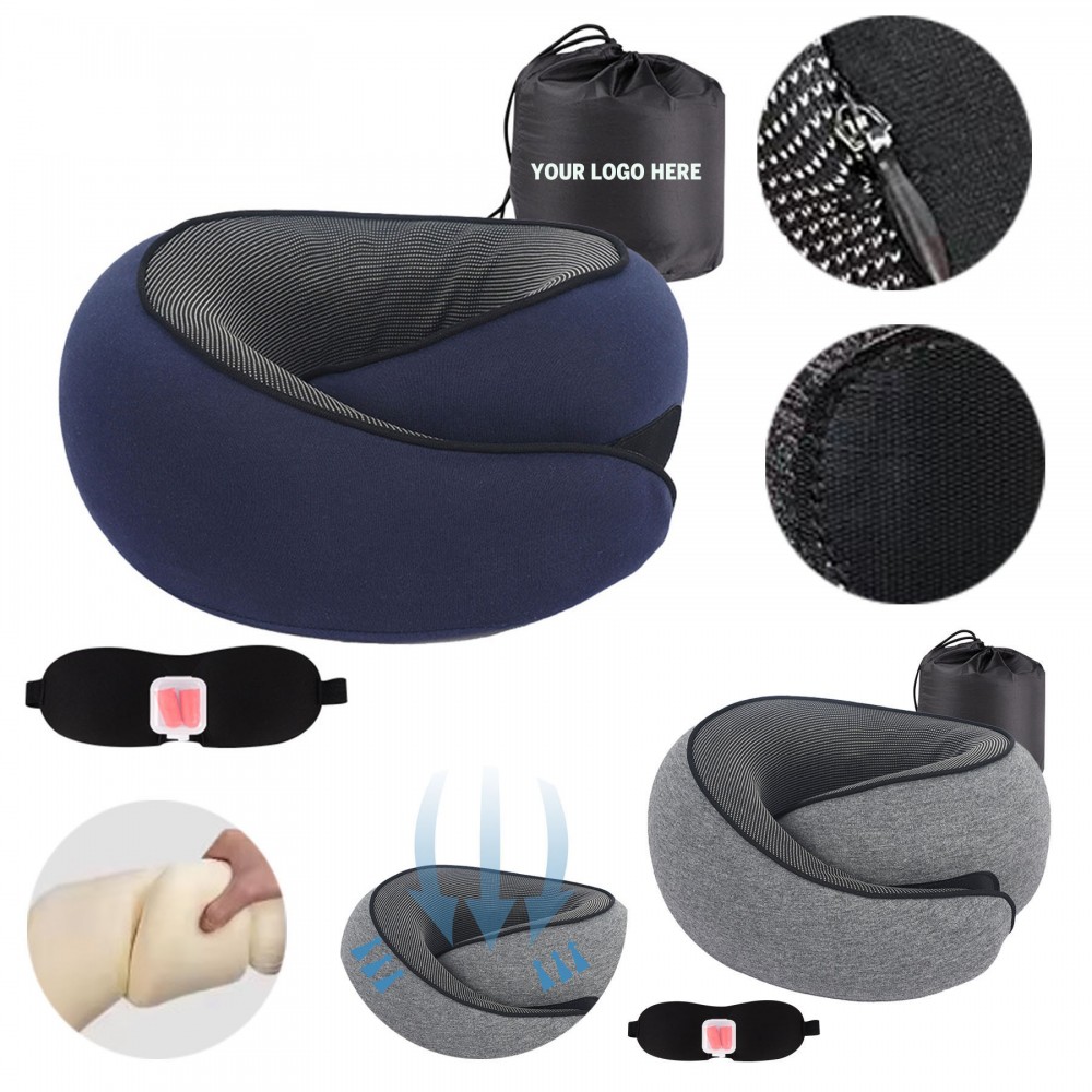 Portable U-Shape Memory Foam Pillow Set with Logo Portable U-Shape Memory Foam Pillow Set with Logo