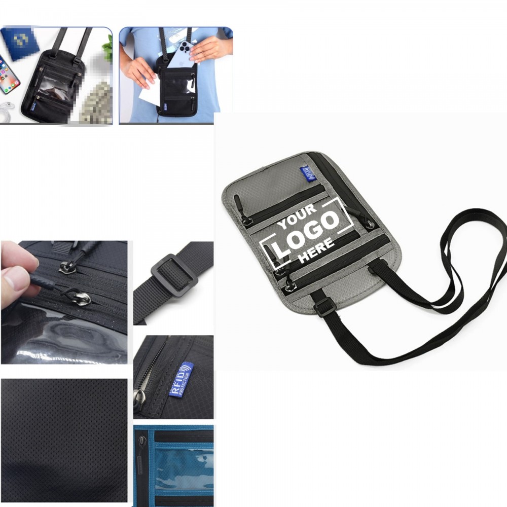 Document Passport Pouch Travel Neck Pouch Passport Holder for Women with Logo