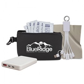 "Mesh Boost" 7 pcs Tech Kit in Black Mesh Zipper Pouch with Logo