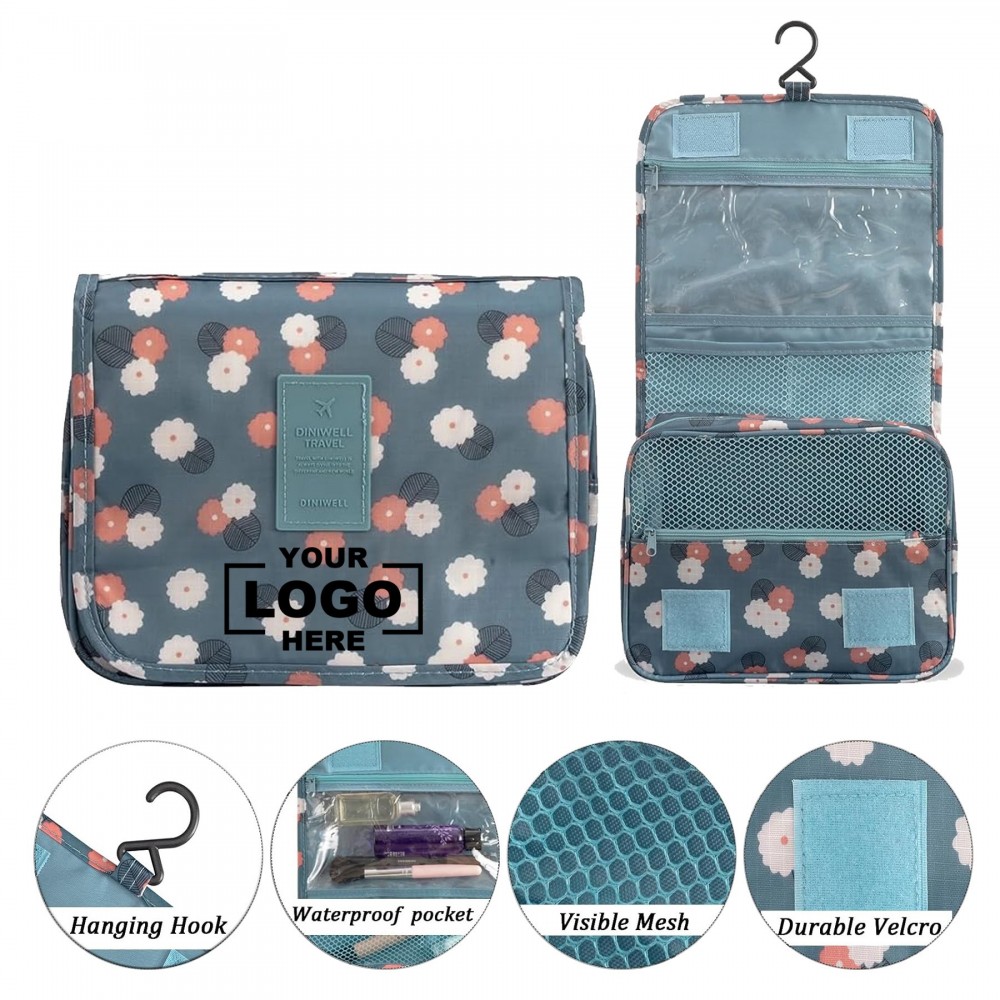 Hanging Travel Toiletry Bag Foldable Waterproof Cosmetic Organizer with Logo