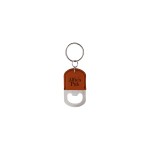 Rawhide Oval Leatherette Bottle Opener Keychain with Logo