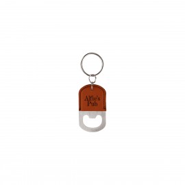 Rawhide Oval Leatherette Bottle Opener Keychain with Logo