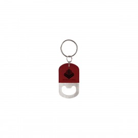 Customized Rose Oval Leatherette Bottle Opener Keychain