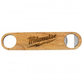 Wood Bottle Opener - Slim Profile with Integrated Metal Jaw with Logo