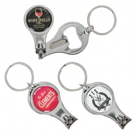 Promotional Round Nail Clipper w/Bottle Opener Keyring