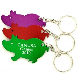 Customized Jumbo Size Pig Shape Bottle Opener w/Key Chain