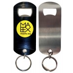 Recycled Vinyl Record Key Chain Bottle Opener, 1-Sided Custom Imprint, Stainless Steel Back Side with Logo