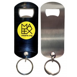 Custom Recycled Vinyl Record Key Chain Bottle Opener, 1-Sided Custom Imprint, Stainless Steel Back Side