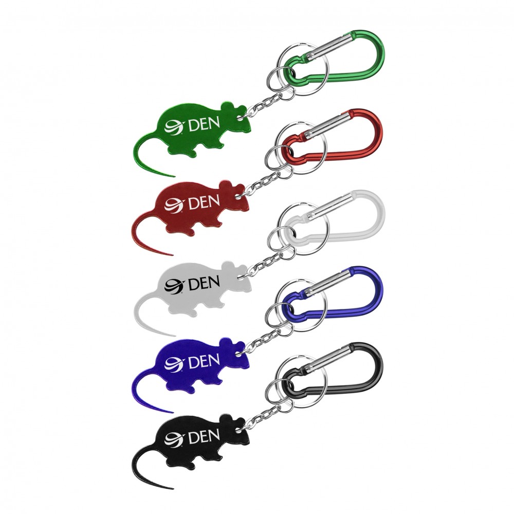 Mouse Shape Bottle Opener Key Chain & Carabiner with Logo