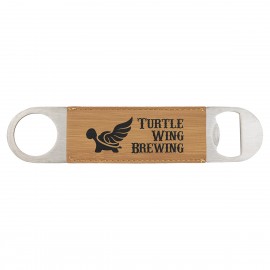 Logo Branded Bamboo Leatherette Bottle Opener