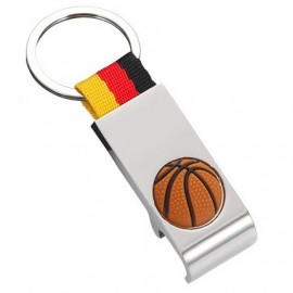 Custom Basketball Bottle Opener Keychain w/Strap