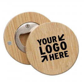 Custom Full Color Round Bamboo Bottle Opener & Magnets Memo Holder with Logo