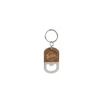 Custom Rustic/Gold Oval Leatherette Bottle Opener Keychain