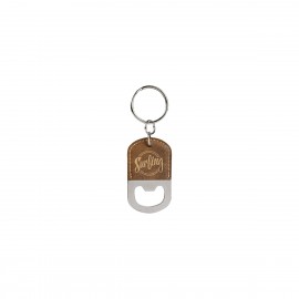 Custom Rustic/Gold Oval Leatherette Bottle Opener Keychain