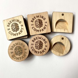 2.5" x 2.5" - Wood Bottle Opener Magnets with Logo  2.5" x 2.5" - Wood Bottle Opener Magnets with Logo