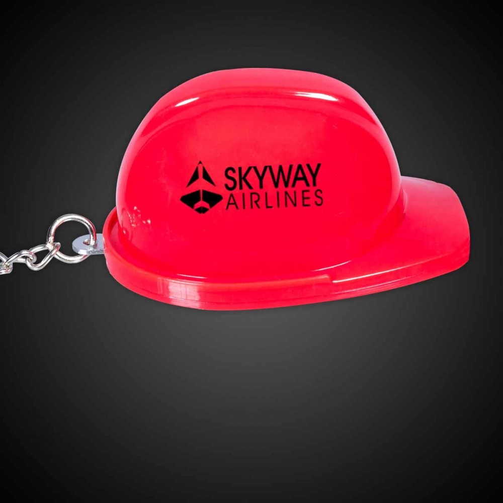 Red Plastic Construction Hat Bottle Opener Key Chain with Logo