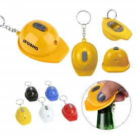 Customized Construction Hat Flashlight Bottle Opener w/ Keychain