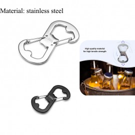 Stainless Steel Dual Carabiners Double-Sided Bottle Opener Keychain with Logo