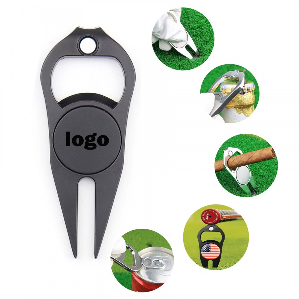 Logo Branded 3-in-1 Multifunctional Golf Divot Repair Pitch Fork