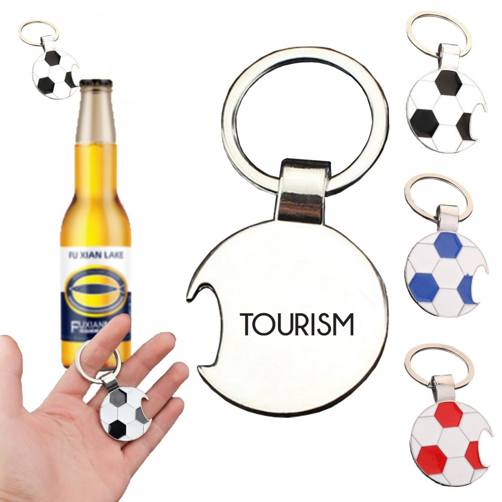 Metal Soccer Beer Opener Key Chains with Logo