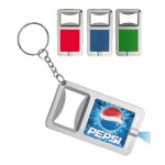 Beer Bottle Opener w/LED Flashlight Keychain - Full Color Print with Logo